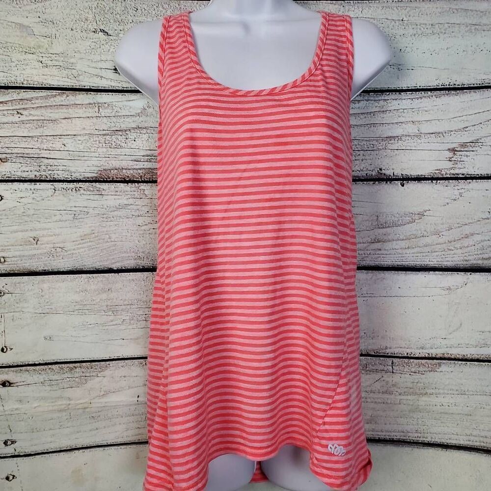 Maurices Coral Pink Striped Tank Top M Lightweight Racerback Casual Summer